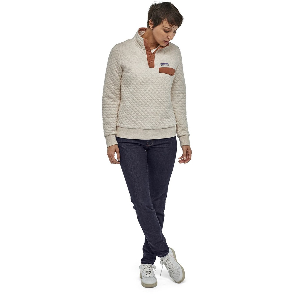 Patagonia Quilted Cowl Sweatshirt in Cream with Brown Trim - Picture 3 of 15